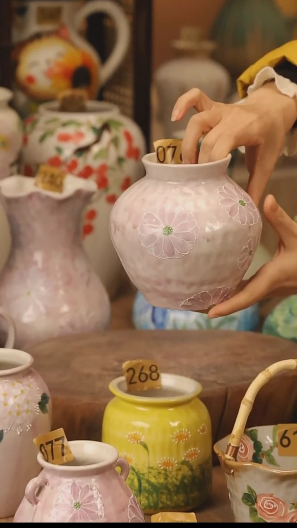 陶瓷景德镇设计师手作花器摆件侘寂风@M076@