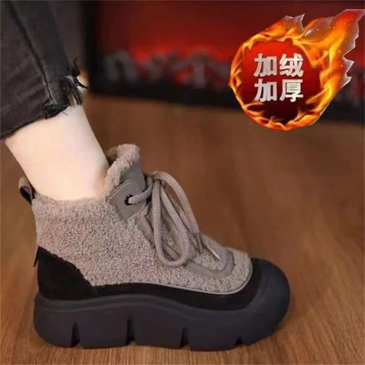 棉鞋冬季新款厚底高帮雪地靴轻便软底短靴女高颜值保暖棉鞋TX