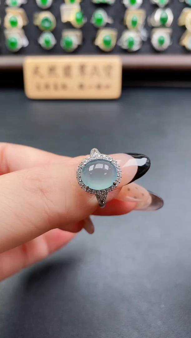 银S925镶嵌戒指翡翠1