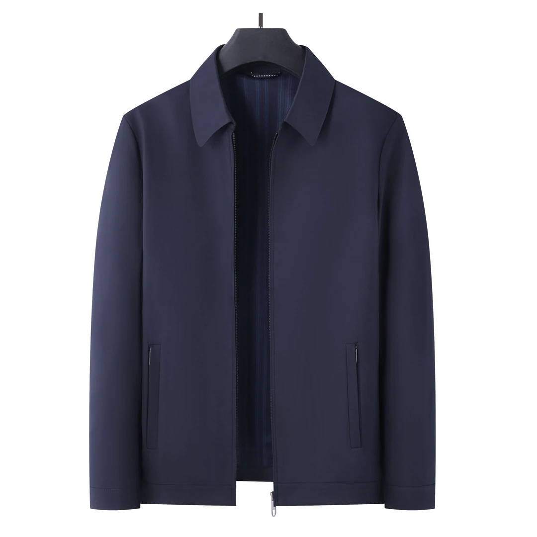 春季新款加大码翻领夹克男商务休闲外套行政8863