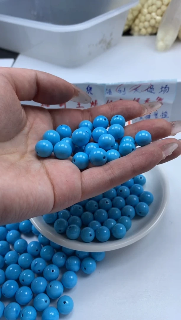 玛瑙/玉髓颈饰未镶嵌w2093高瓷蓝*松10mm*5颗