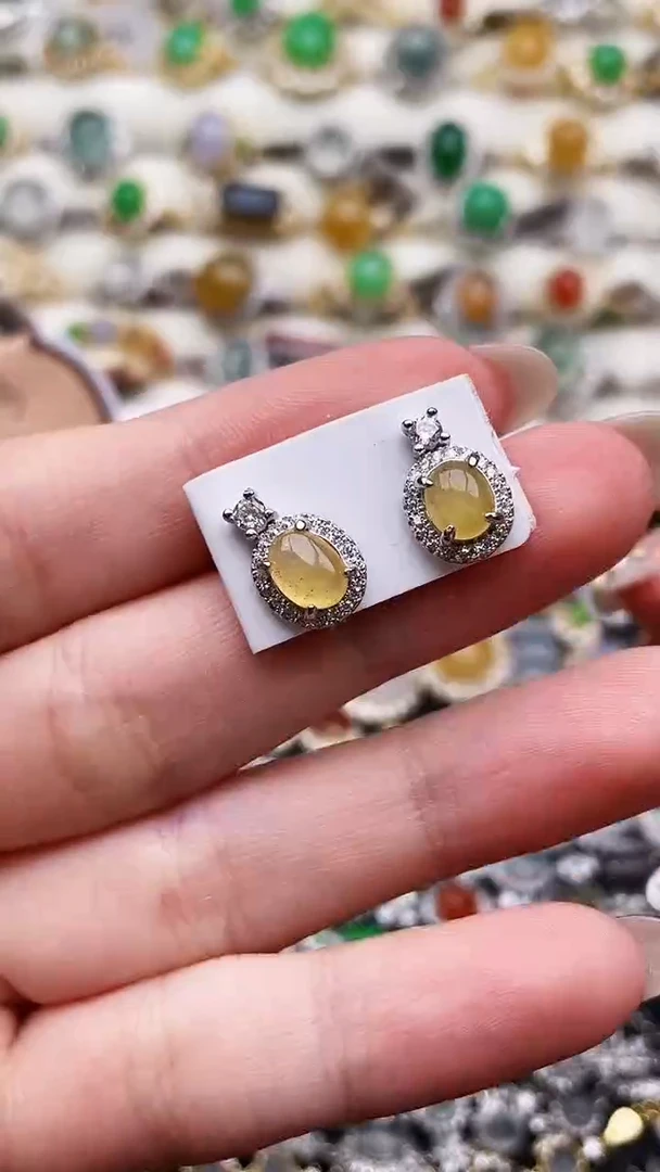 银S925镶嵌翡翠耳饰150