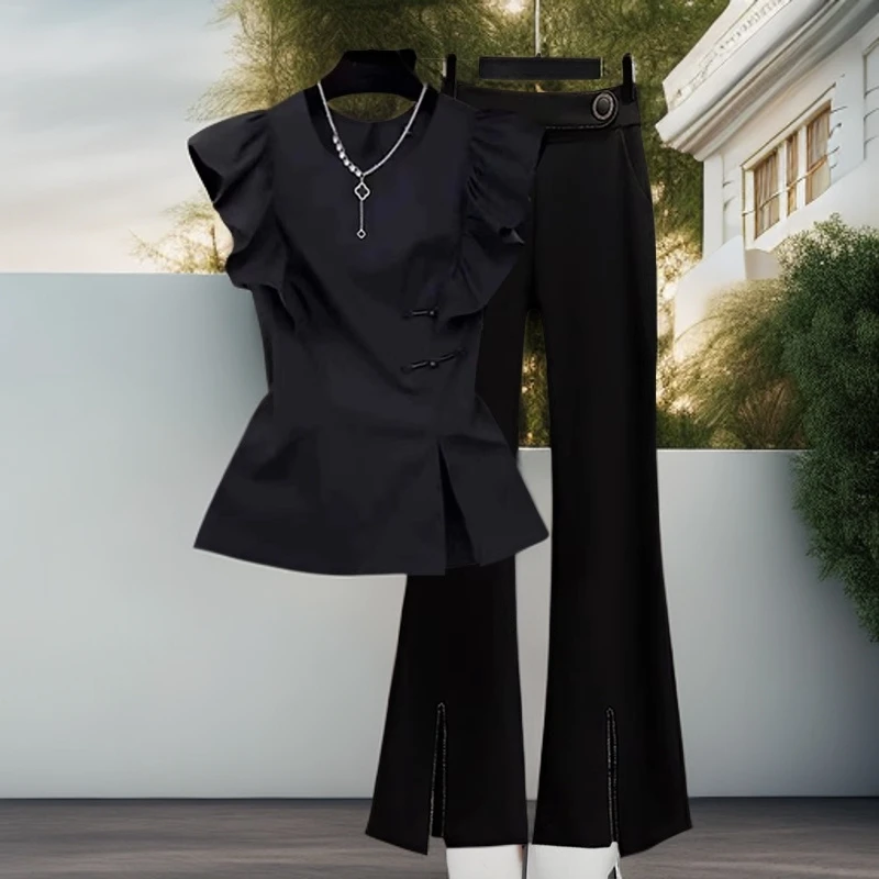 大码女胖mm春秋高级感新中式国风飞飞袖衬衫时尚遮肚子显瘦上衣女