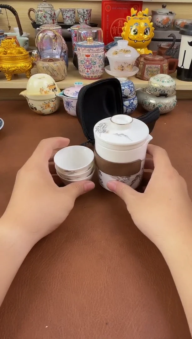 陶瓷茶具摆件旅行套组