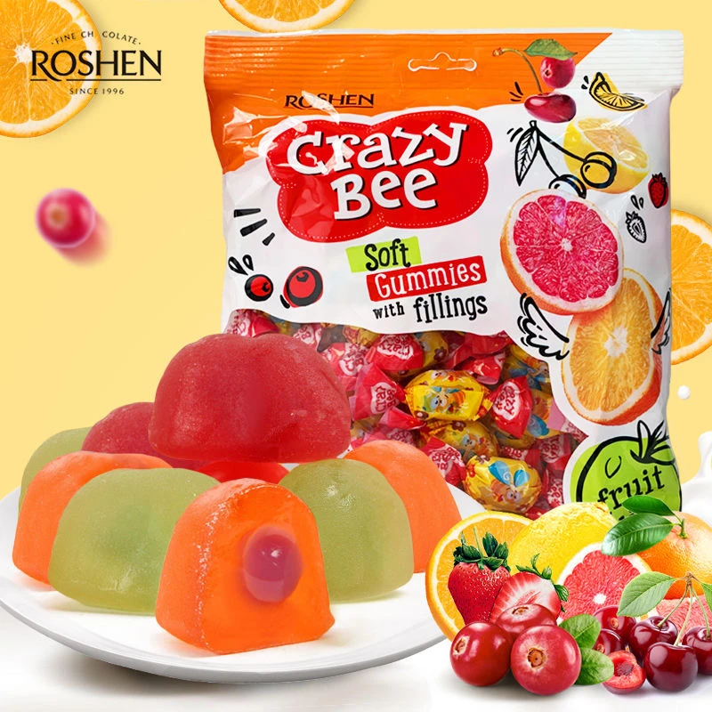 （俄优选）乌克兰进口如胜牌小蜜蜂爆浆水果味夹心软糖500克/袋