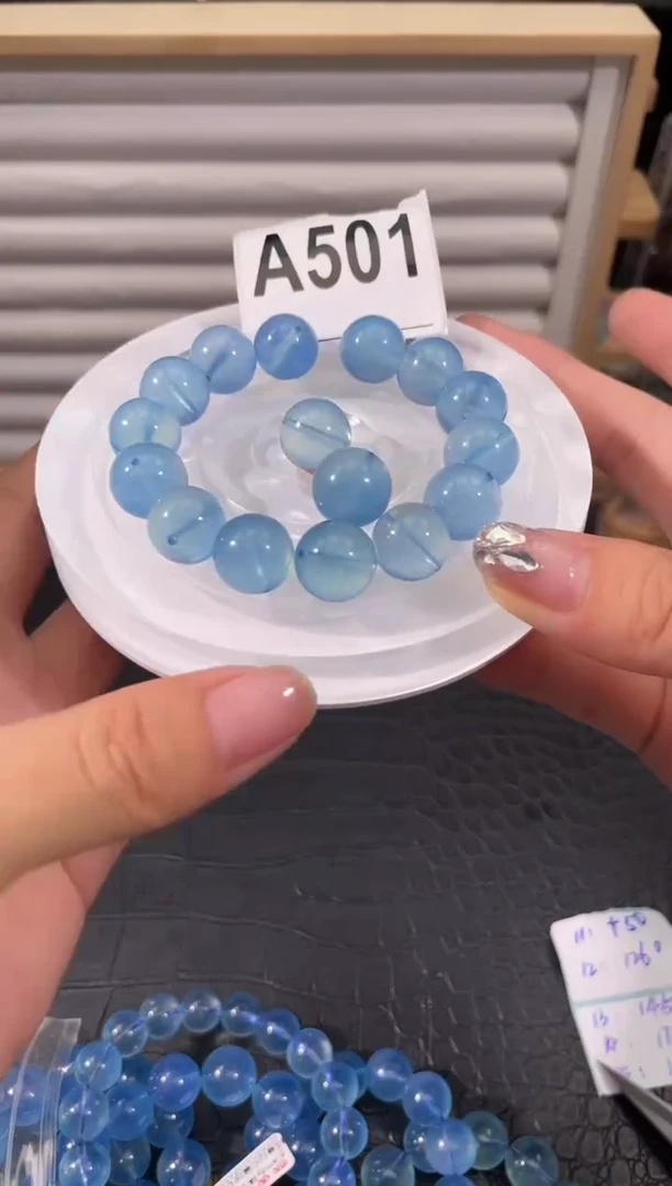 水晶手链未镶嵌A501海蓝宝单珠13多样性发一