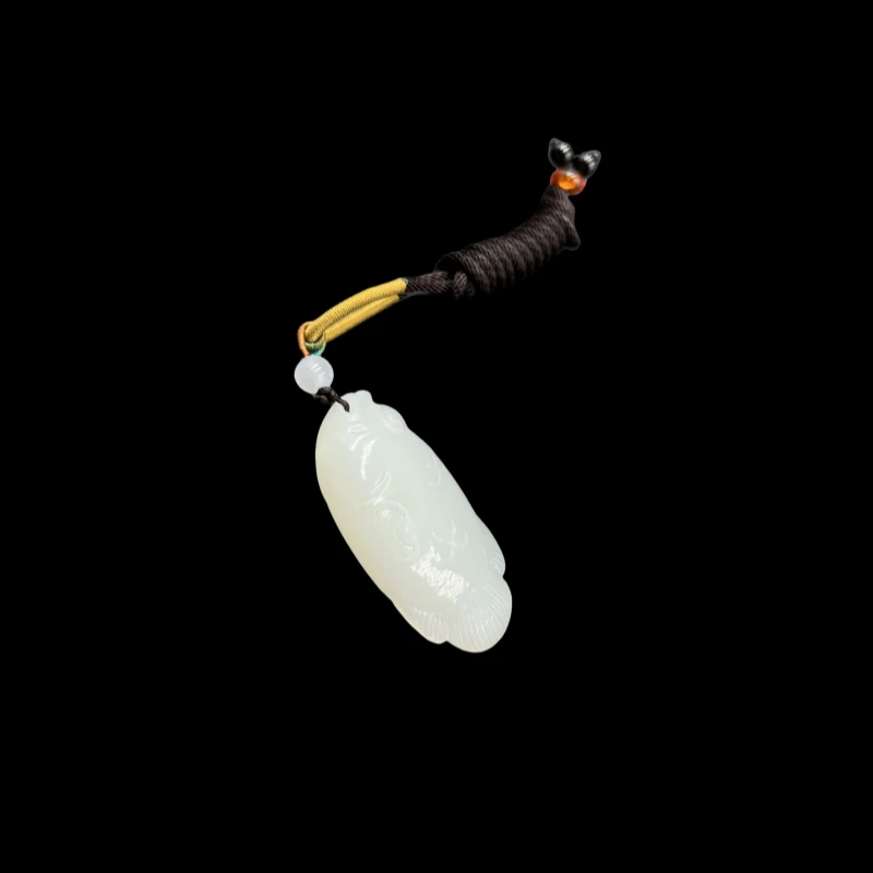 清代和田羊脂白玉鱼型吊坠【华夏藏古】0518045