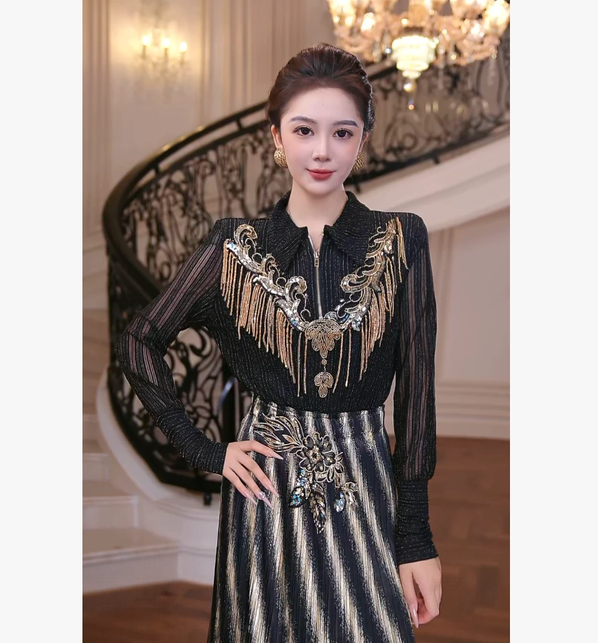 【芙娜妮】2025衬衫新款轻奢针织衫圆领保暖秋冬洋气上衣F2531188A