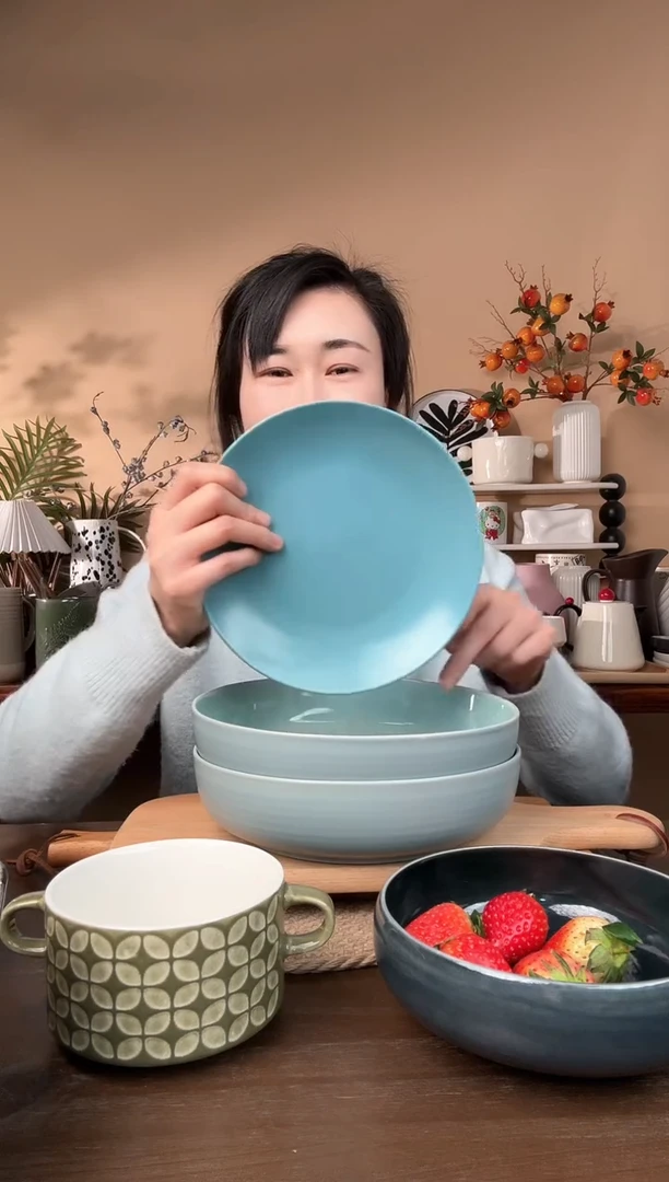 【闪购商品】瓷片9英寸窑变螺纹碗2只微瑕