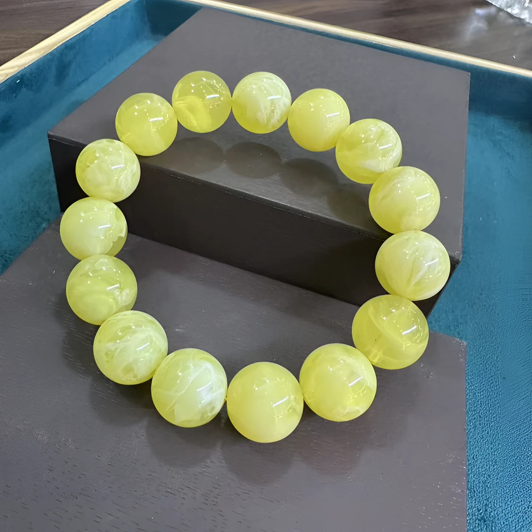 高定— 气质黄蜜素圈圆珠手串（S33）