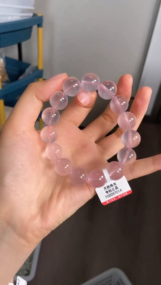 水晶手链未镶嵌14mm莫桑比克粉水晶