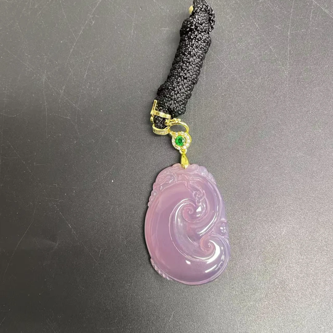 【小杰推荐】冰粉烟紫雕刻如意吊坠 （多样性发其一）7239