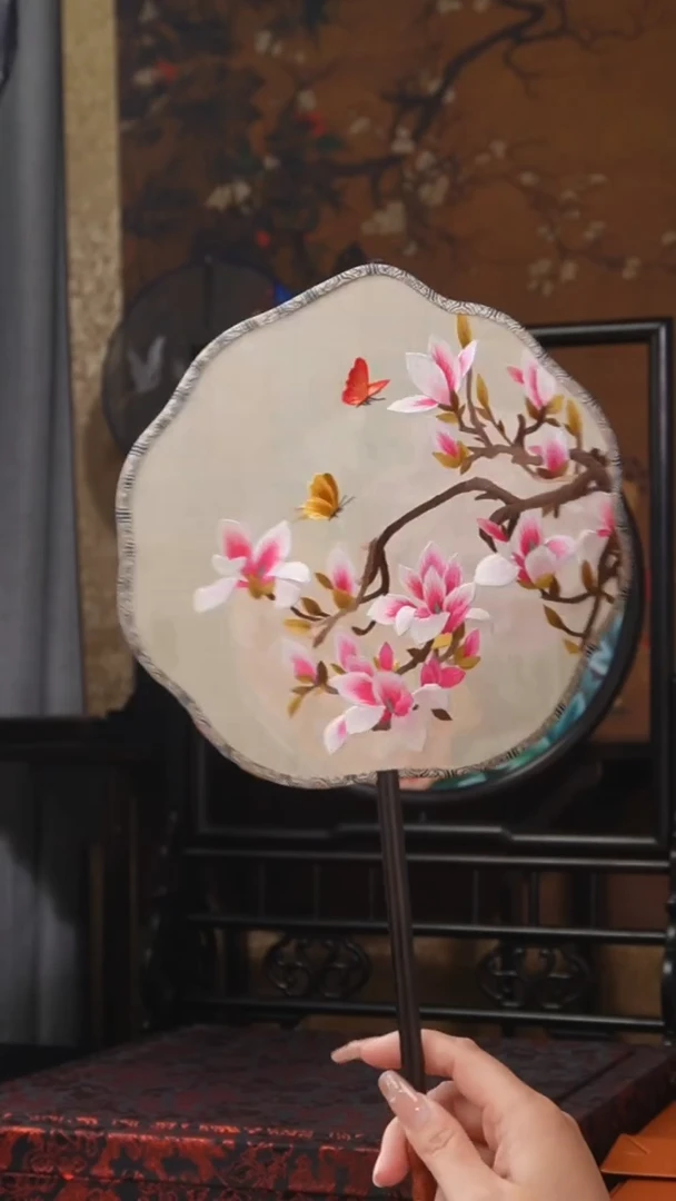 刺绣团扇 绣花双面非遗