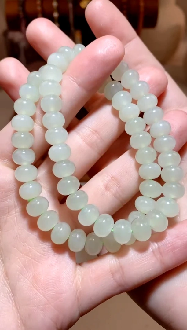 未镶嵌手链和田玉浅晴水算盘珠手串 多样性发一