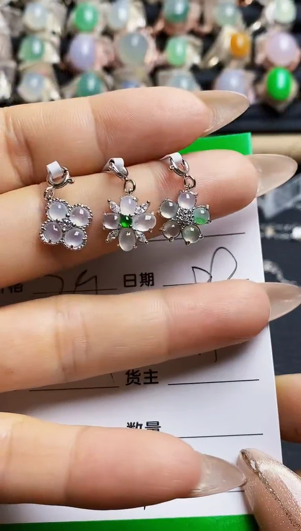 翡翠戒指银S925镶嵌6669