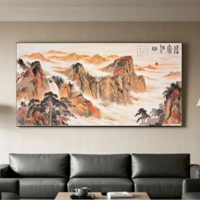 《岱宗旭日》唐彩禅意佛画