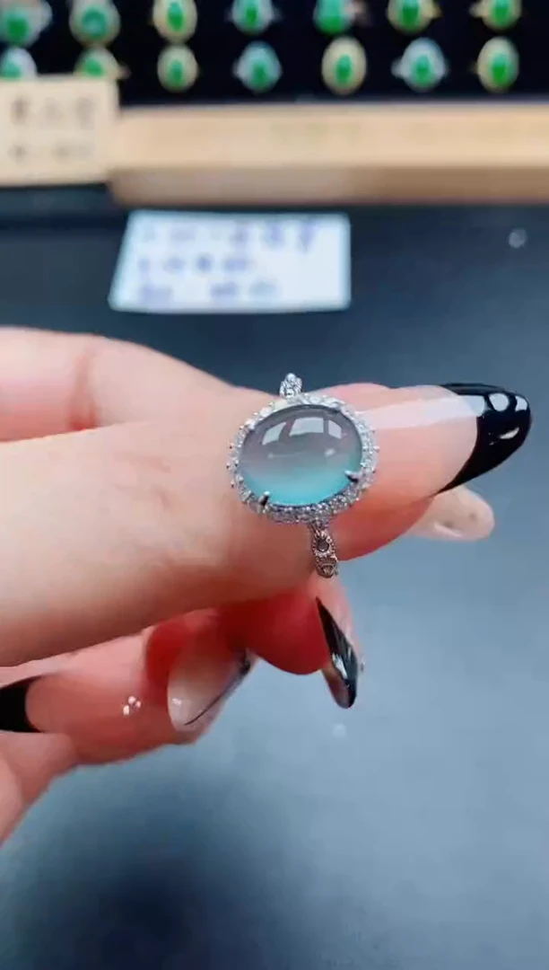 银S925镶嵌戒指翡翠1