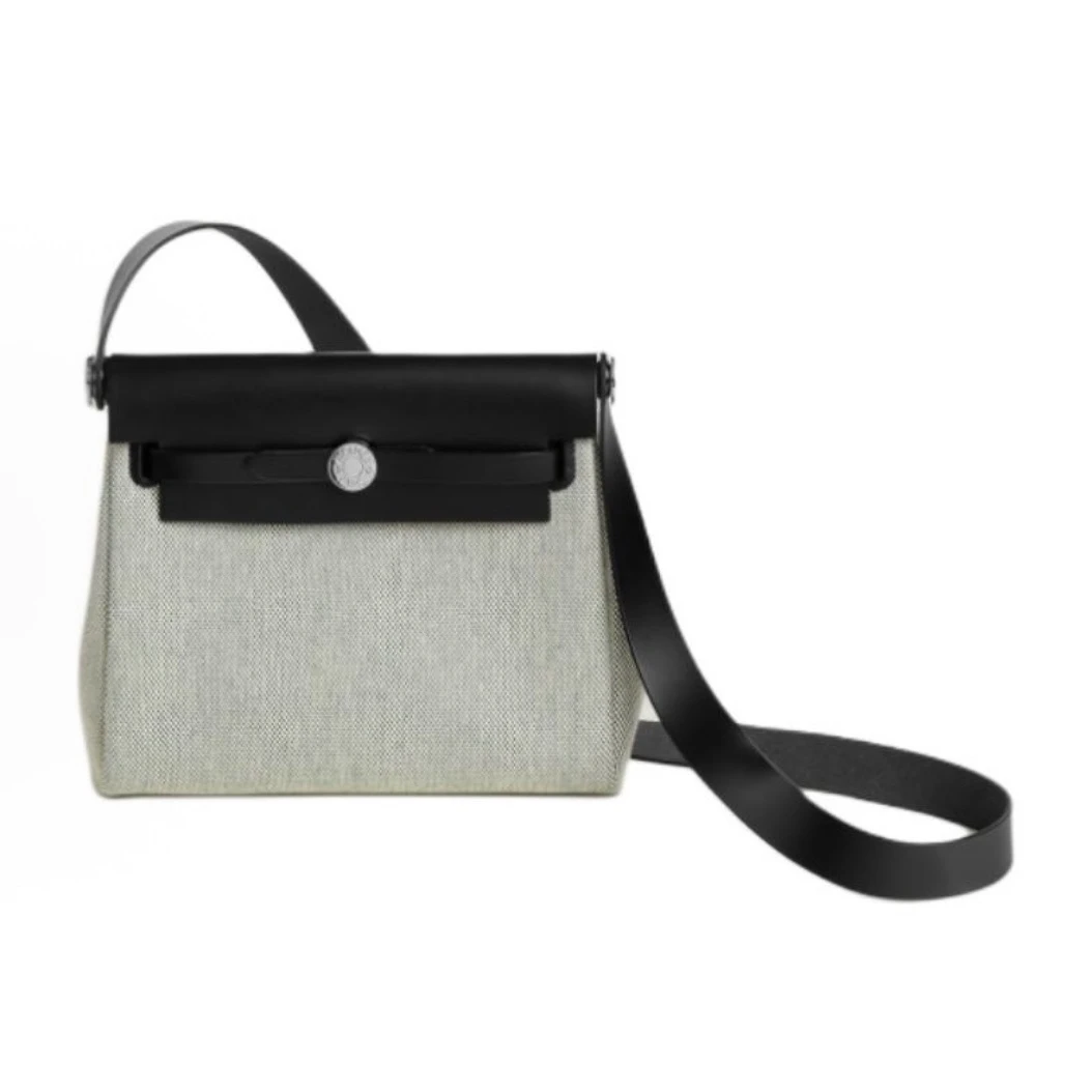 全新未使用 Hermes/爱马仕 7姐北京专场/黑拼石板灰herbag mini