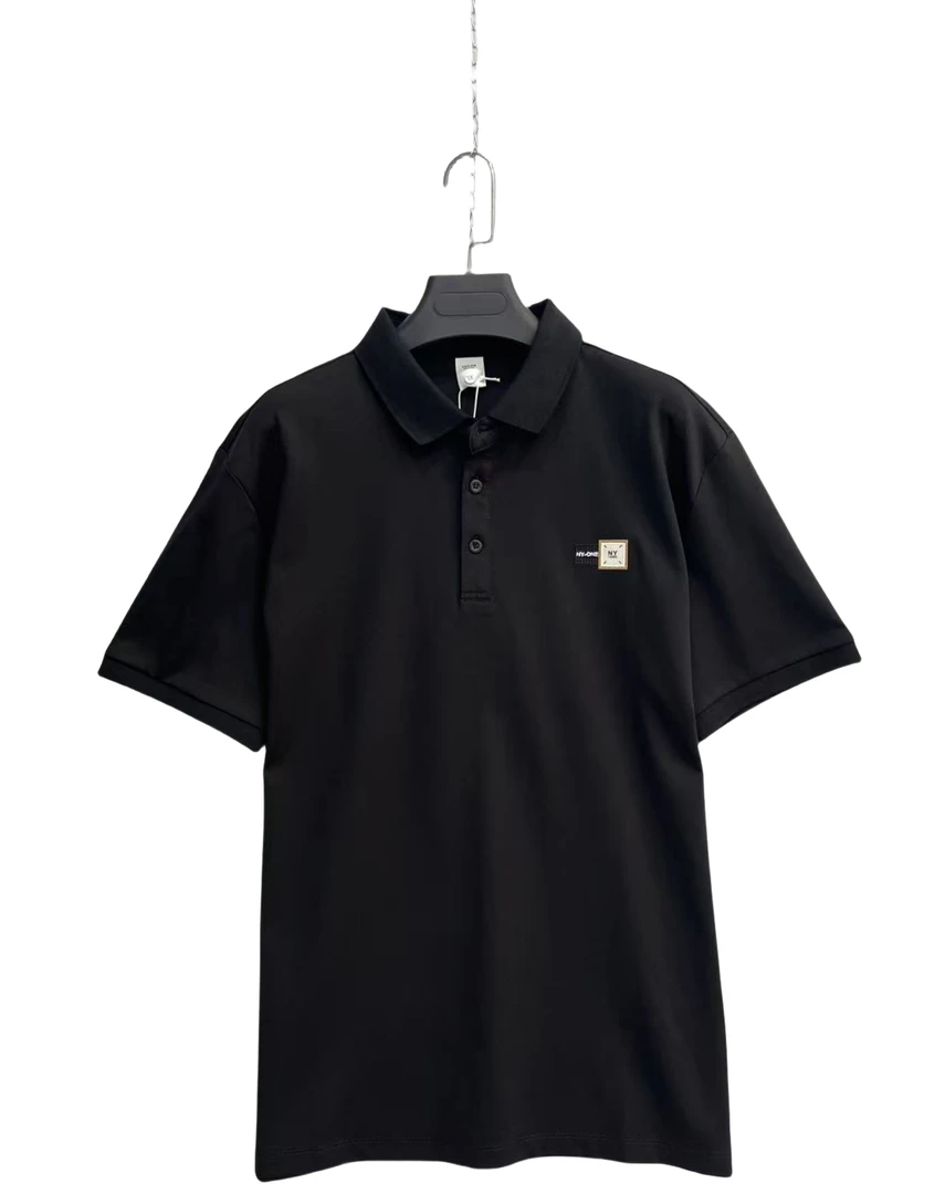 8076  男士  正方形小标  纯色  简约  舒适  polo衫