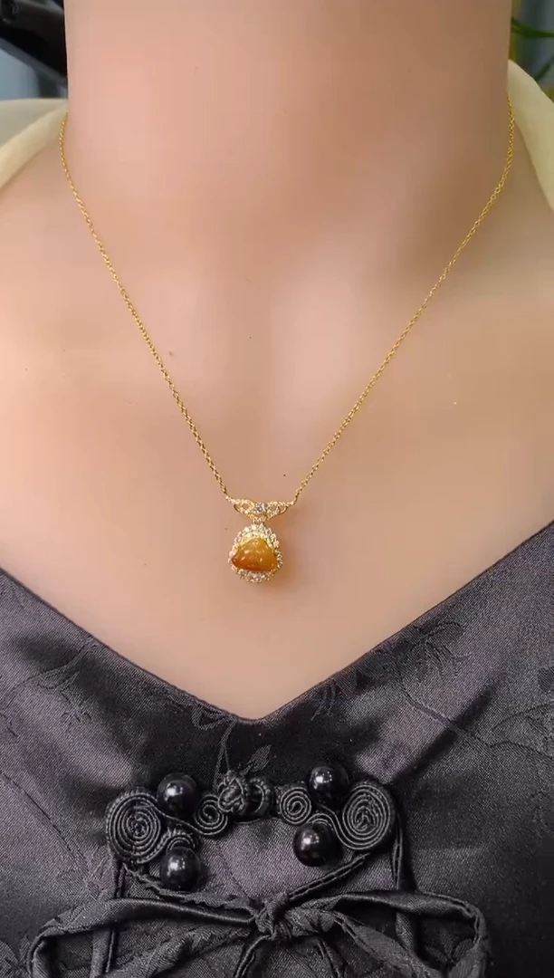 颈饰银S925镶嵌翡翠净货15220