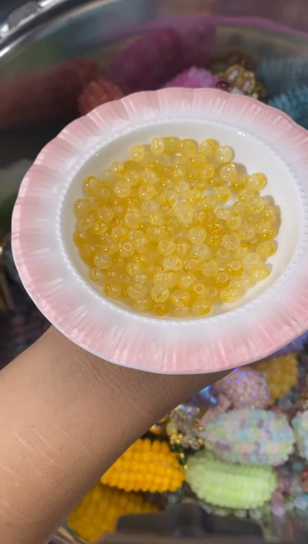 玻璃1456卡6算盘珠玉料150颗晕染金黄色