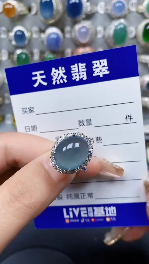 翡翠戒指银S925镶嵌35