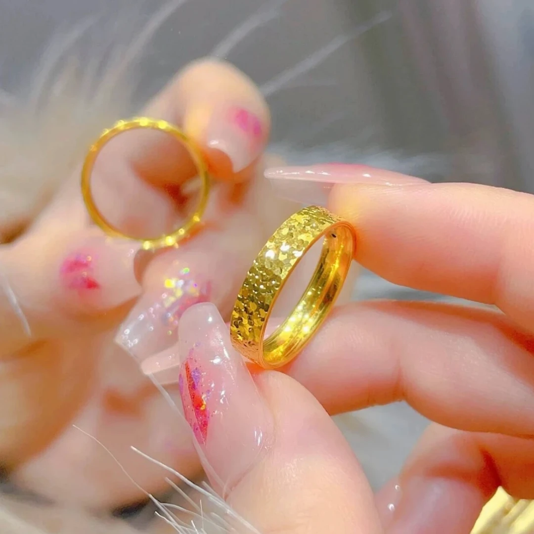 铜合金戒指 爆闪碎碎冰戒指情侣对戒男女新款肌理百搭戒指简约