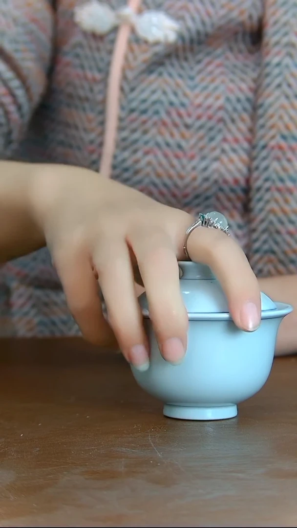 摆件陶手工手绘单圈盖碗微瑕