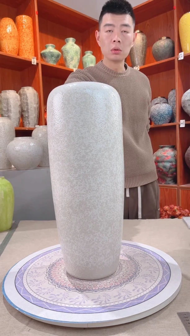 【闪购商品】瓶精品陶瓷花瓶 无花 茶白落地50cm