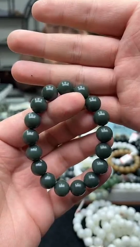 未镶嵌手串和田玉纯天然新疆沙枣青12蓝调