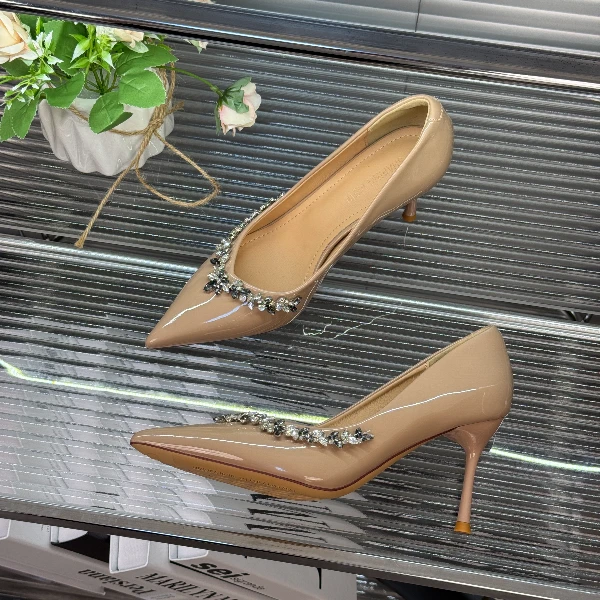 法式小香风鞋子水钻气质名媛细跟高跟鞋女2025春季新款不累脚单鞋