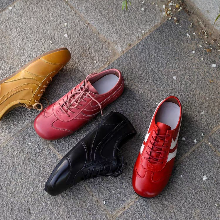 【高端水洗马皮！头牛鞋垫】拙雅2025春夏新款真皮百搭德训鞋女鞋