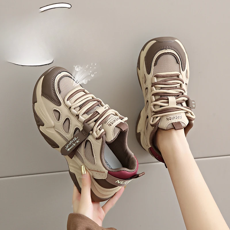 踩屎感时尚老爹鞋女2025春秋新款显脚小码34运动休闲鞋网面跑步鞋