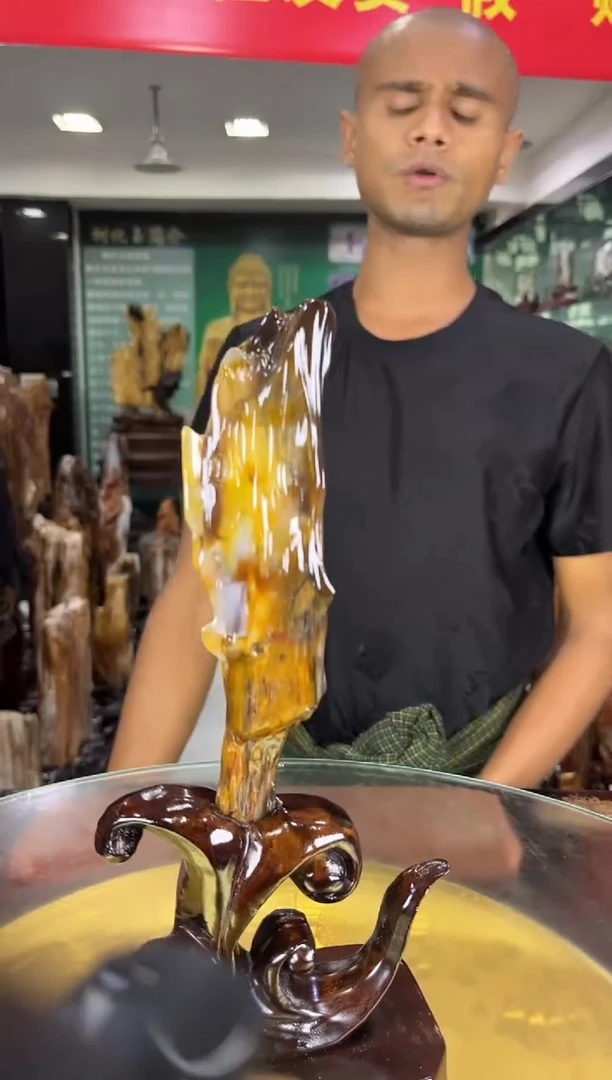 缅甸天然树化玉精品摆件