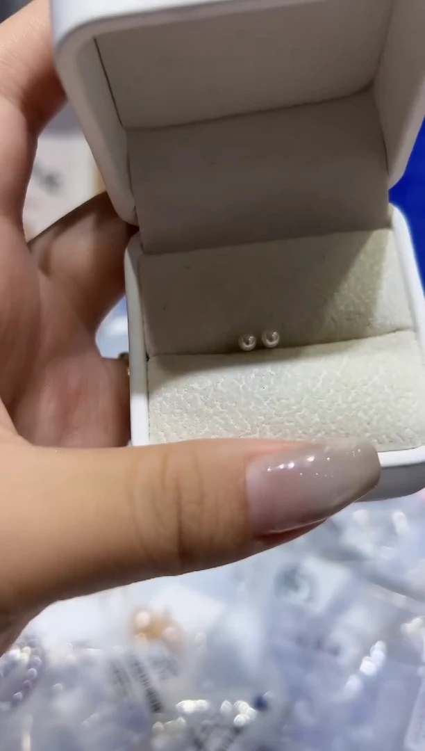 银S925镶嵌耳钉海水珍珠45