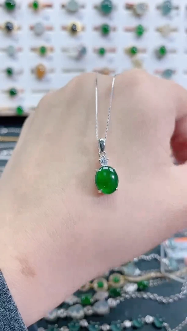 颈饰银S925镶嵌翡翠天然翡翠