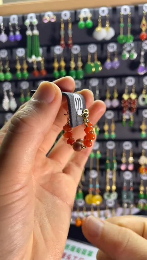 【闪购商品】南红玛瑙耳饰银S925镶嵌172