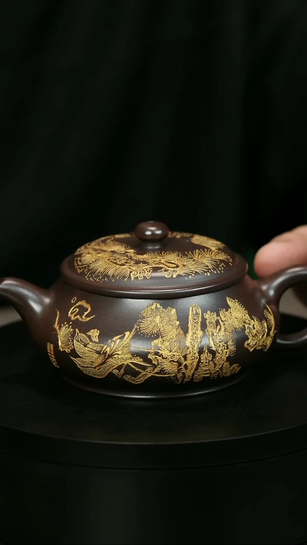 茶壶紫砂浙****司H1974李琴描金刻绘明炉