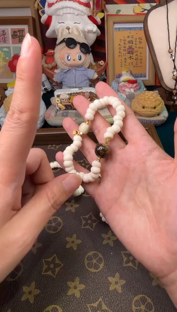 手链琥珀银S925镶嵌 牛骨小肠S925【冰美式】