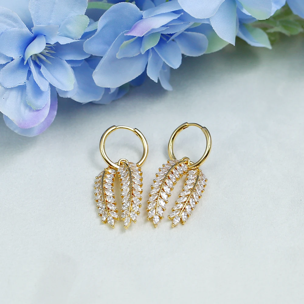 铜合金合成锆石耳饰 大麦小众设计轻奢法式浪漫时尚 耳环-8282