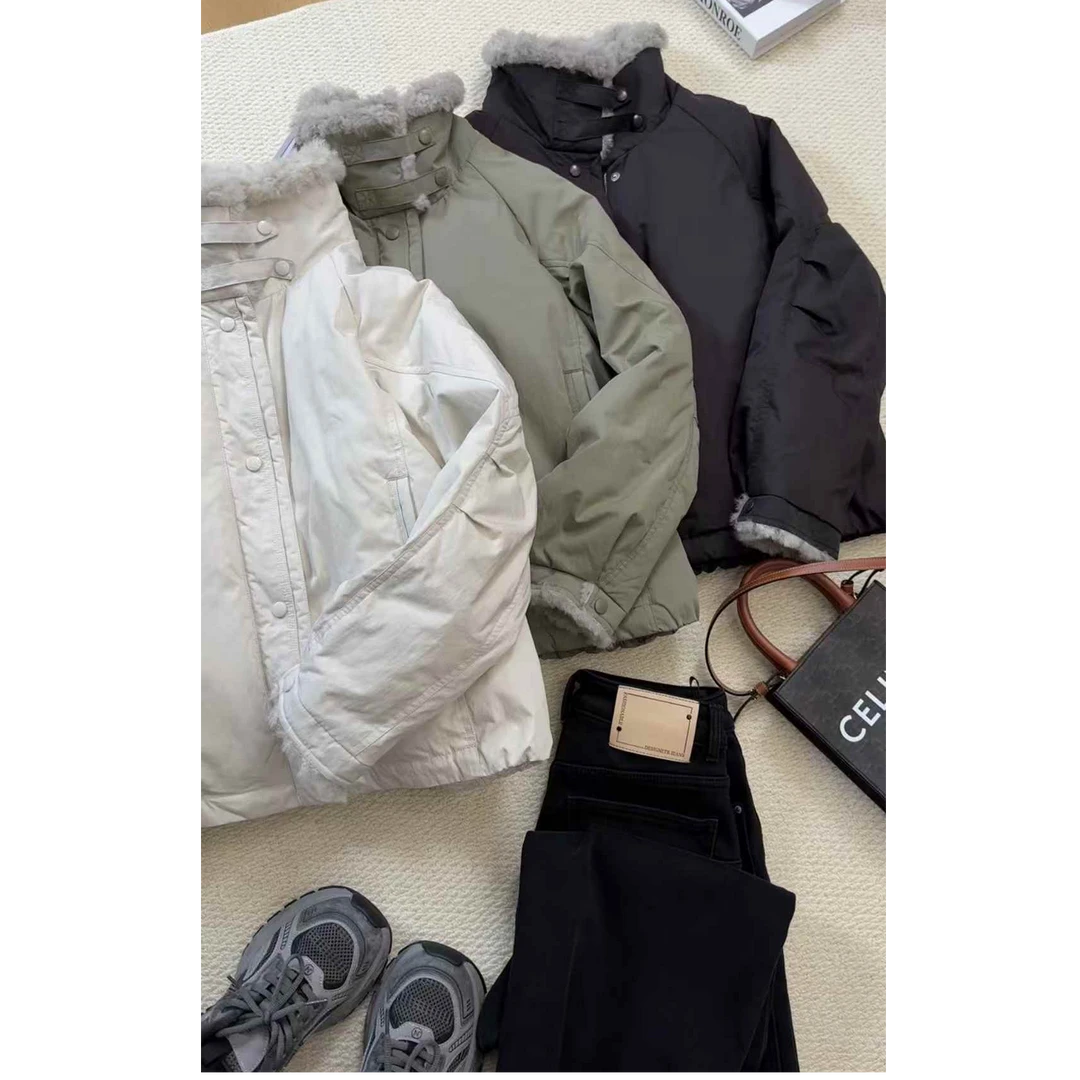 TY8【毛领派克】氛围感简约派克式羽绒服（衣长62）