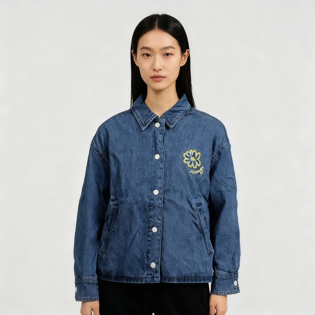 LI-NING/李宁女子运动潮流系列休闲宽松水洗牛仔外套AJDU152-B品