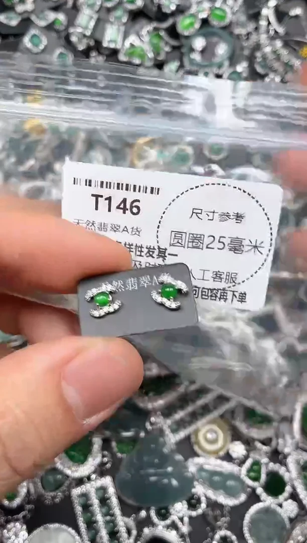 翡翠未镶嵌颈饰T146耳钉