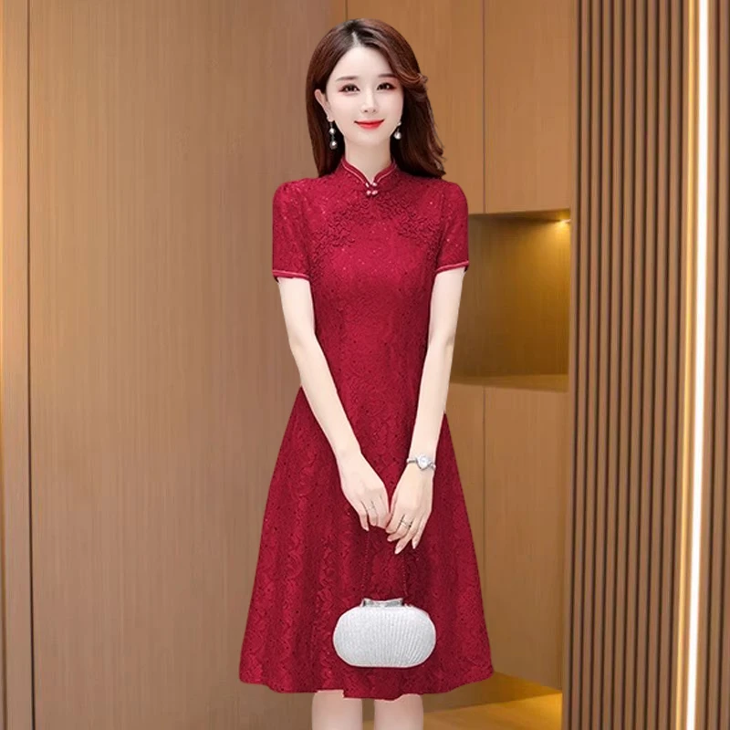 妈妈喜婆婆婚宴旗袍连衣裙2025新款女夏平时可穿高贵洋气结婚礼服