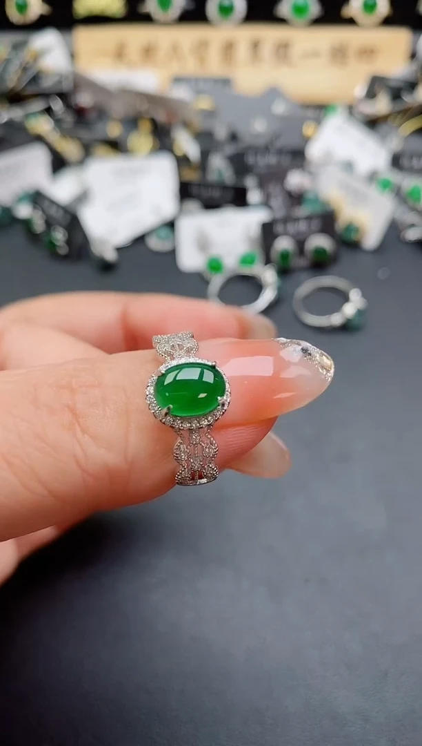 银S925镶嵌戒指翡翠508