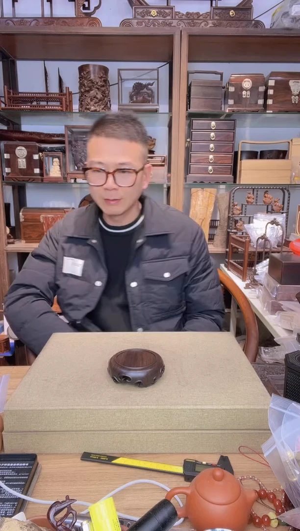 【闪购商品】乌木类书架979黑檀内径7.3公分底座  瑕疵