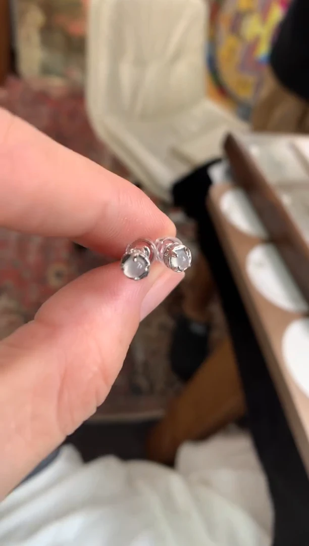 翡翠银S925镶嵌耳饰耳钉