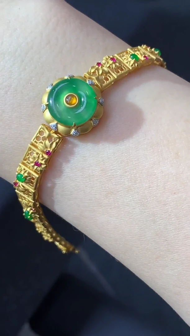 18K金镶嵌手链翡翠652-中国好珍宝1