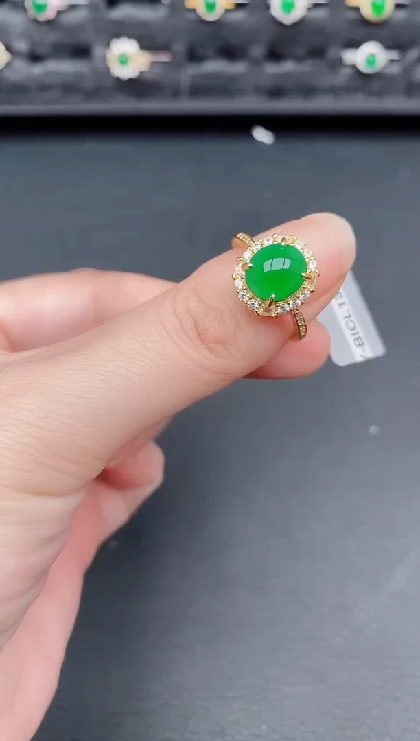 银S925镶嵌戒指翡翠天然a货翡翠97