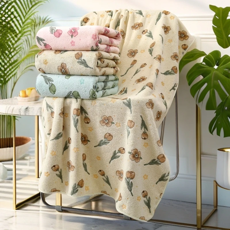 花朵可挂式不掉毛吸水儿浴巾加厚吸水珊瑚绒浴巾